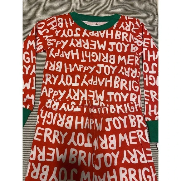 CHRISTMAS HAPPY JOY BRIGHT MERRY CARTERS 2 PIECE PAJAMA SET SIZE 4T NWT - Picture 5 of 7